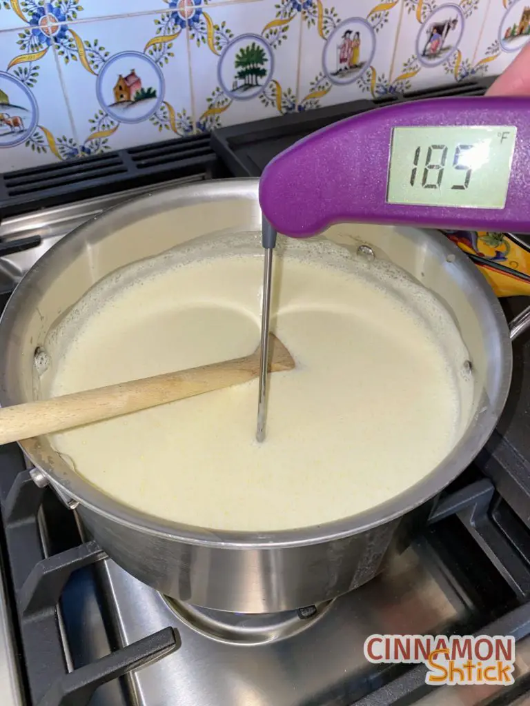 ice cream mixture cooked to 185 degrees