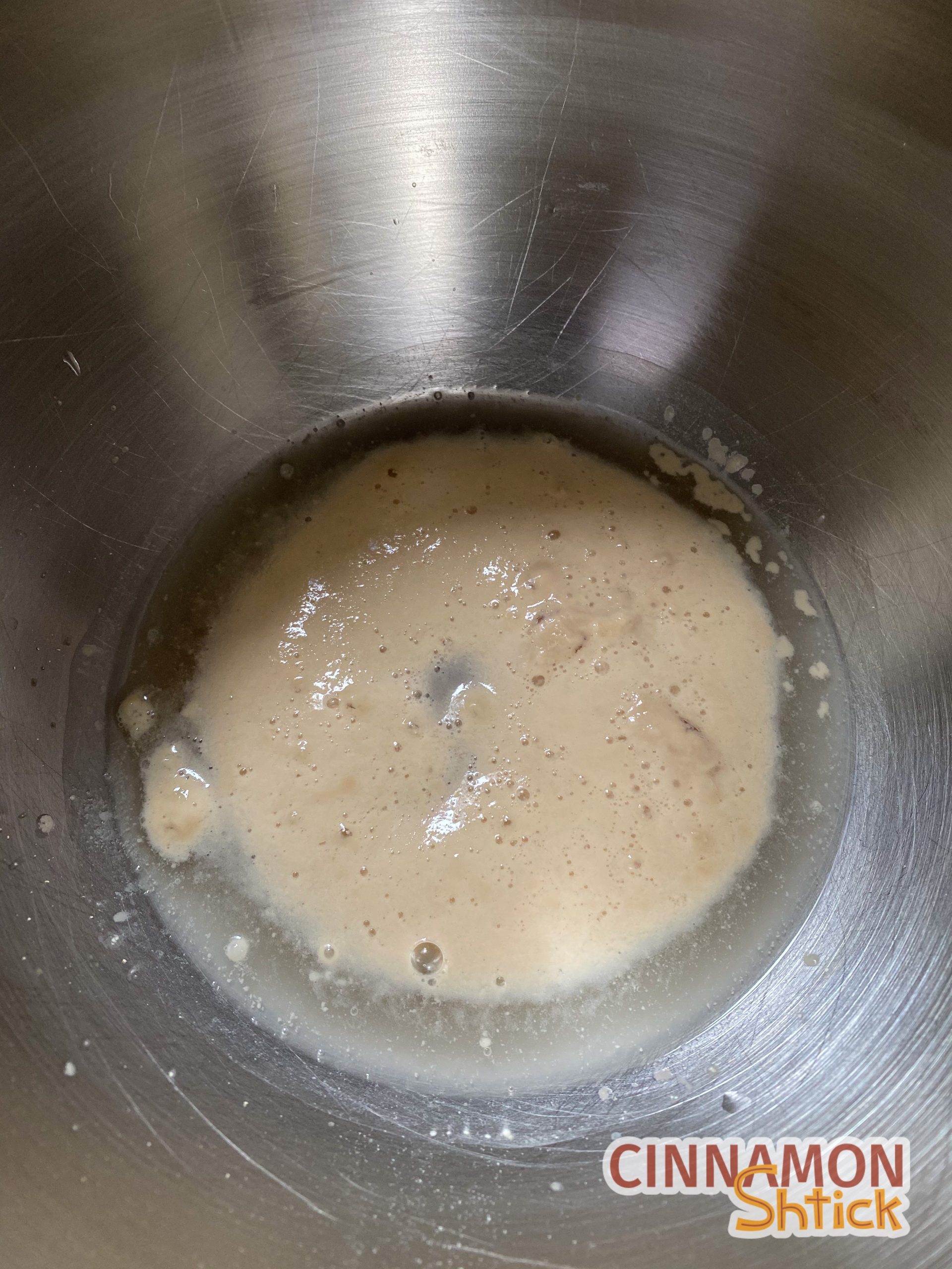 Yeast dissolved in water starting to bubble