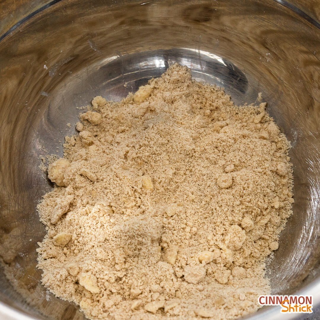 Dry ingredients for dough with butter rubbed in