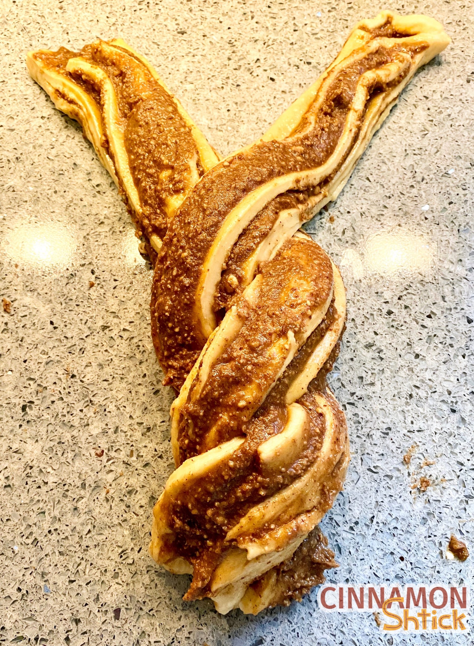 Babka dough twisted