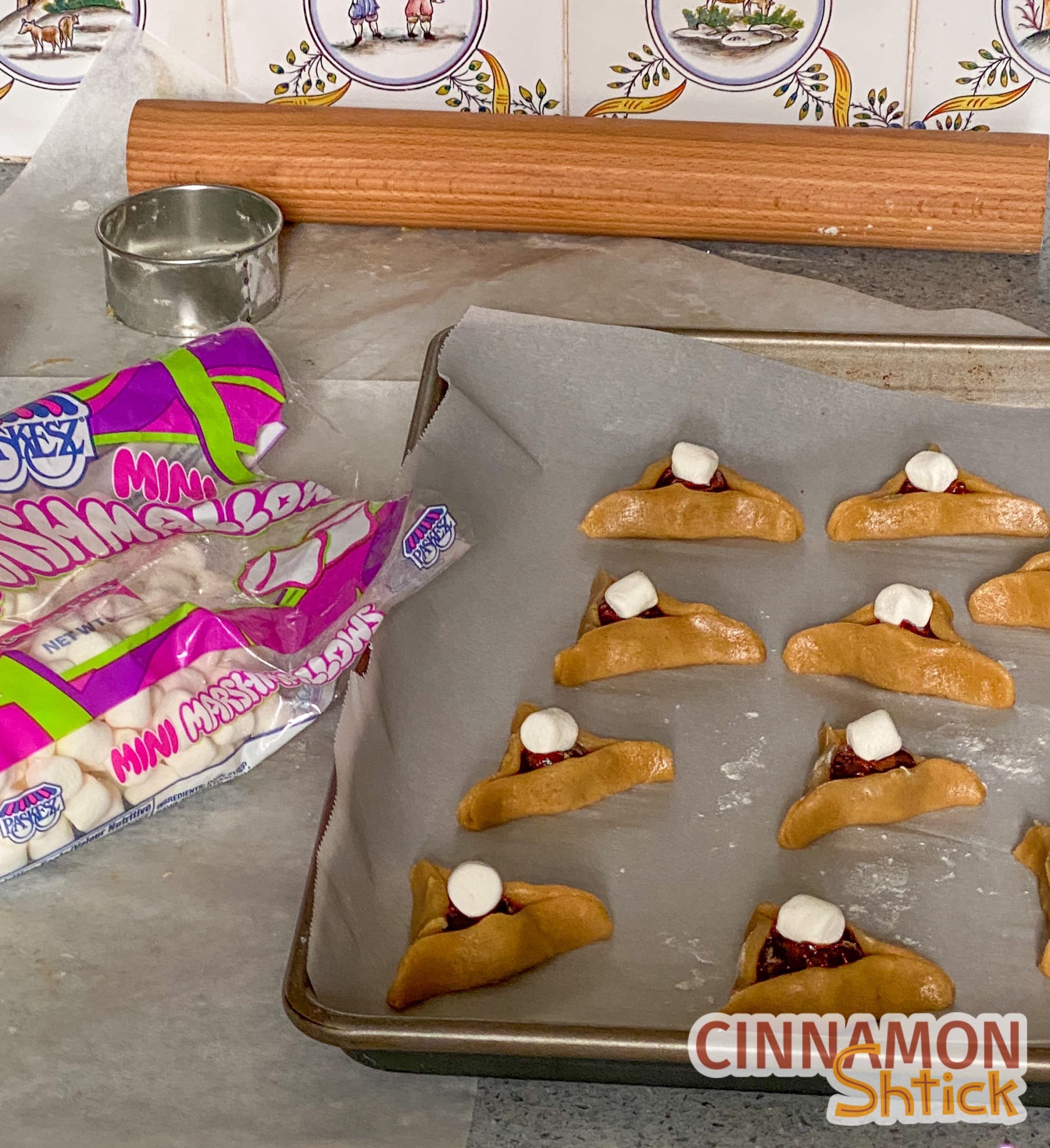 S’mores Brownie Hamantaschen ready to go in oven