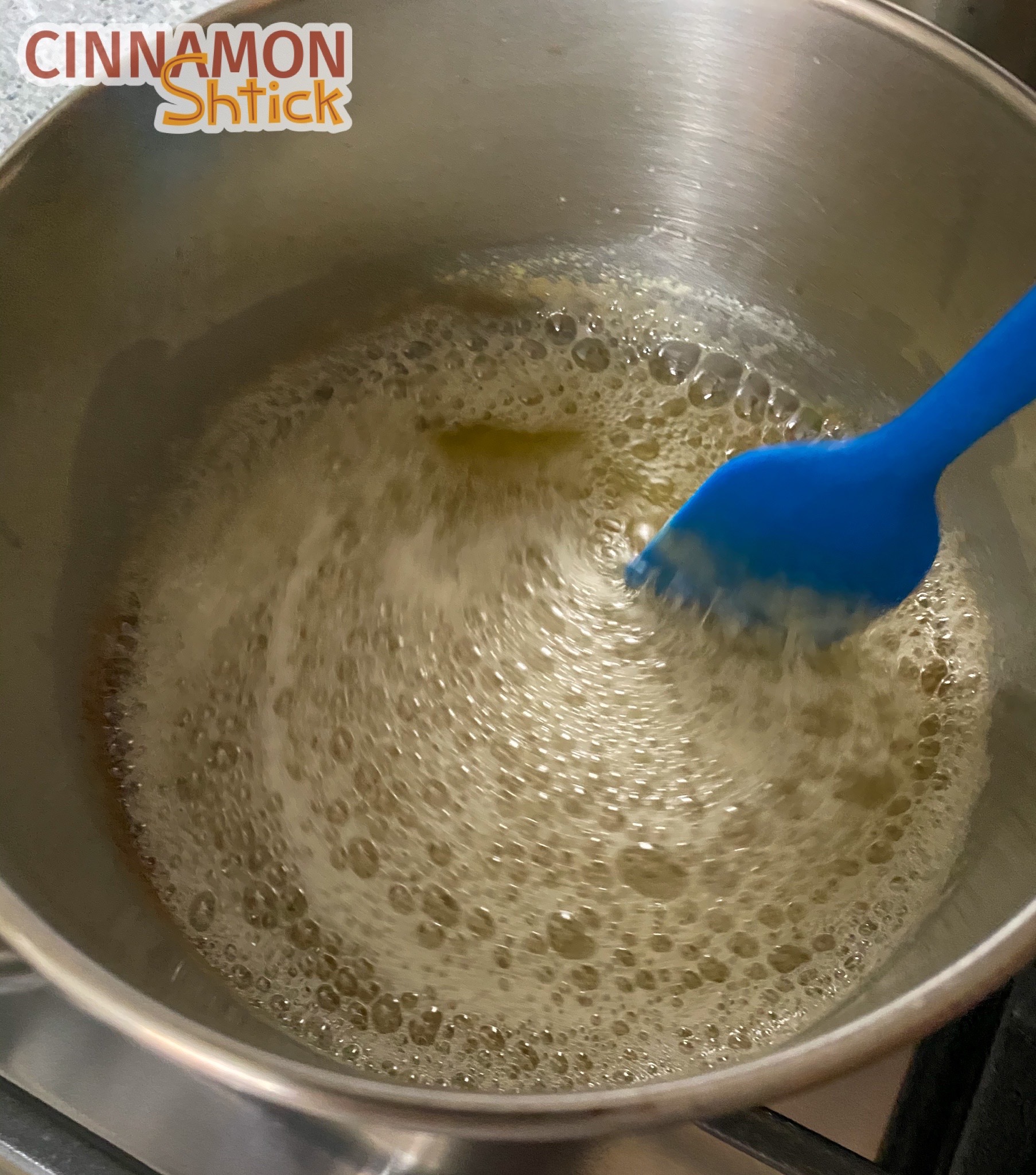 Butter bubbling in pot