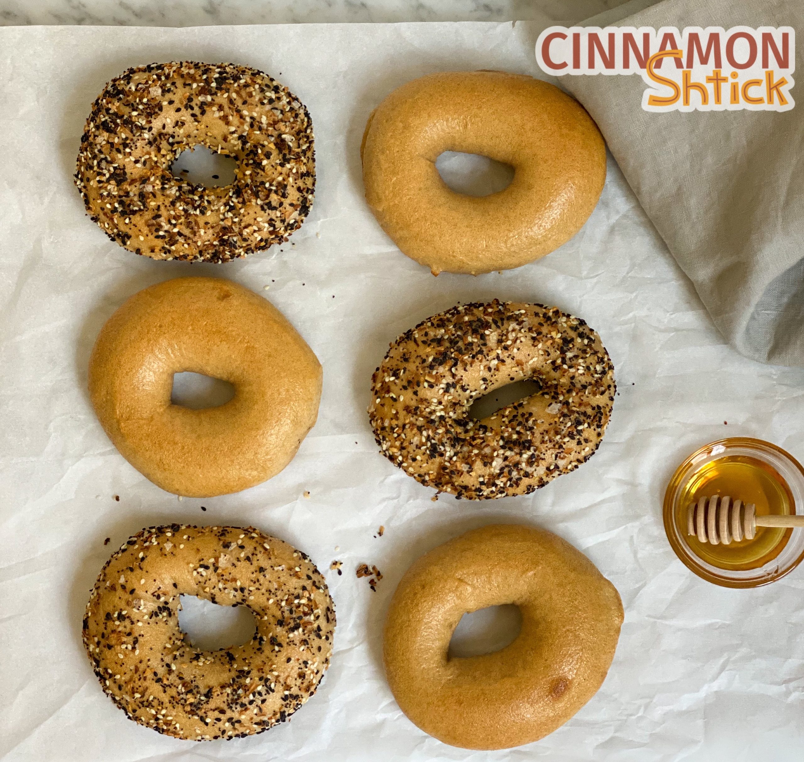 honey whole wheat sourdough bagels