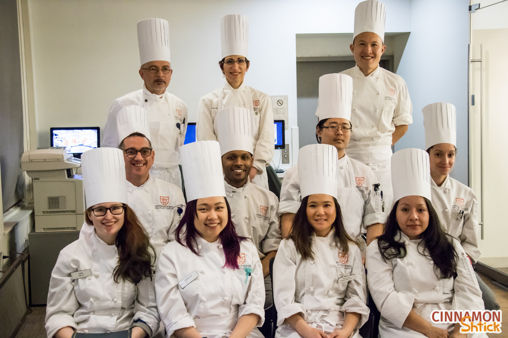 Photo of my ICC class with three of our chef instructors