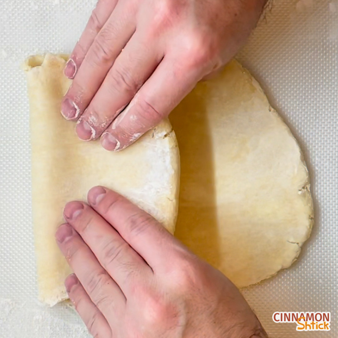 First part of letter fold of dough